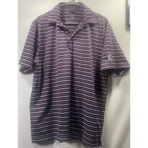 Greg Norman The National Golf Polo Purple Silver Striped‎ Sz Medium